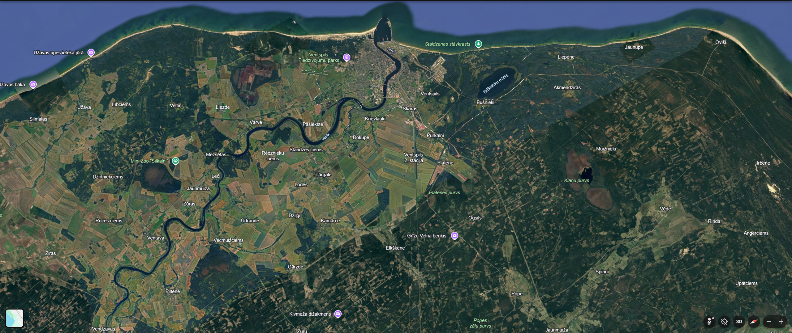 Ventspils karte - AutoGlancis darbības teritorija